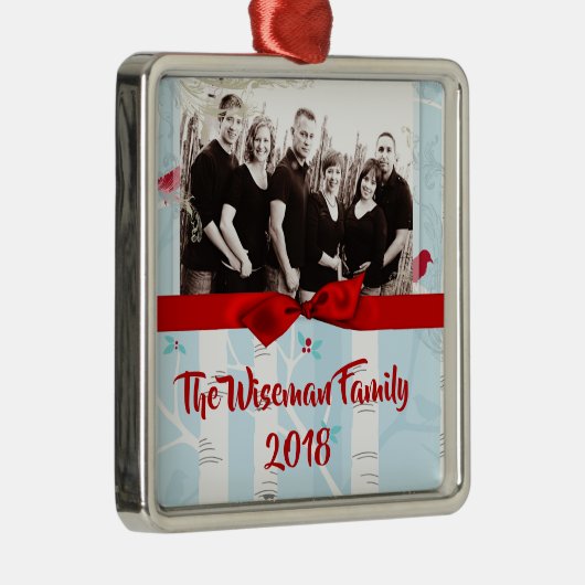 パーソナライズされたクリスマス樺の木ツリーPHOTOオーナメント メタルオーナメント (右)