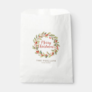 パーソナライズされたクリスマス水カラーリース フェイバーバッグ