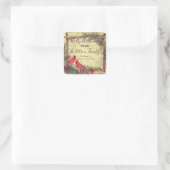 パーソナライズされたクリスマス深紅色スクエア スクエアシール (バッグ)