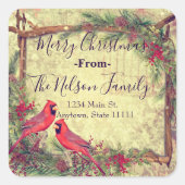 パーソナライズされたクリスマス深紅色スクエア スクエアシール (正面)