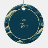 パーソナライズされたクリスマス漕おもしろいぎオーナメント セラミックオーナメント (裏面)