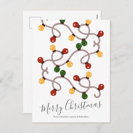 パーソナライズされたクリスマス灯 シーズンポストカード (正面/裏面)