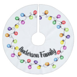 パーソナライズされたクリスマス灯 ブラッシュドポリエステルツリースカート