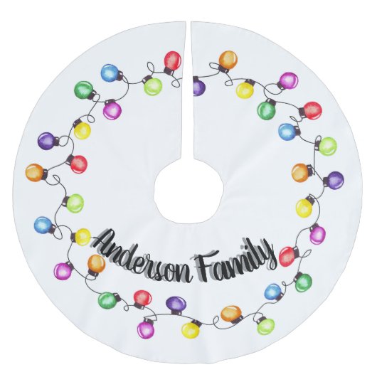 パーソナライズされたクリスマス灯 ブラッシュドポリエステルツリースカート (正面)