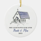 パーソナライズされたクリスマス結婚した結婚の礼拝堂 セラミックオーナメント (正面)