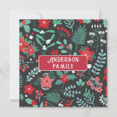 パーソナライズされたクリスマス花柄の苗字 (正面)