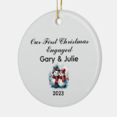パーソナライズされたクリスマス記念結婚した品 セラミックオーナメント (左)