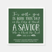 パーソナライズされたクリスマス詩タイポグラフィグリーン スタンダードカクテルナプキン (正面)