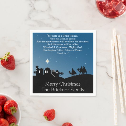パーソナライズされたクリスマス賢人ベツレヘム スタンダードカクテルナプキン (インサイチュ)