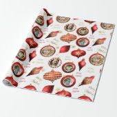 パーソナライズされたクリスマス赤金ゴールドフォトオーナメント ラッピングペーパー (アンロールド)