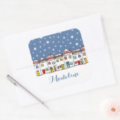 パーソナライズされたクリスマス通り雪景色 スクエアシール (封筒)