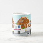 パーソナライズされたクリスマス郵便配達の郵便局郵便 コーヒーマグカップ (中央)