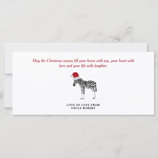 パーソナライズされたクリスマス金おもしろいゼブラ (裏面)