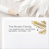 パーソナライズされたクリスマス金ゴールドの冬の葉 ラベル (インサイチュ)