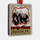 パーソナライズされたクリスマス金ゴールドスノーフラフォトオーナメント メタルオーナメント (右)