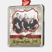 パーソナライズされたクリスマス金ゴールドスノーフラフォトオーナメント メタルオーナメント (左)