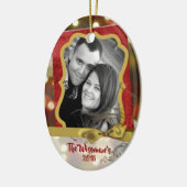 パーソナライズされたクリスマス金ゴールド《写真》ぼけ味写真オーナメント セラミックオーナメント (左)