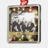 パーソナライズされたクリスマス金ゴールド《写真》ぼけ味写真オーナメント メタルオーナメント (左)