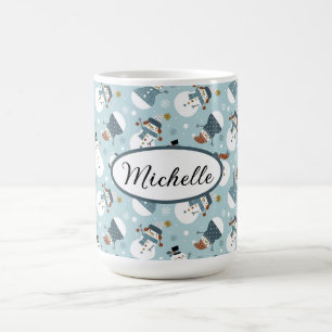 パーソナライズされたクリスマス雪だるまコーヒーマグ コーヒーマグカップ