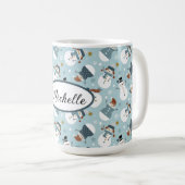 パーソナライズされたクリスマス雪だるまコーヒーマグ コーヒーマグカップ (正面右)