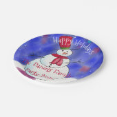 パーソナライズされたクリスマス雪だるまパーティー紙プレート ペーパープレート (アングル)