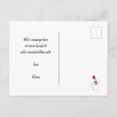 パーソナライズされたクリスマス雪だるまホリデー葉書 ポストカード (裏面)