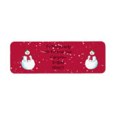 パーソナライズされたクリスマス雪だるま差出人住所 ラベル (正面)