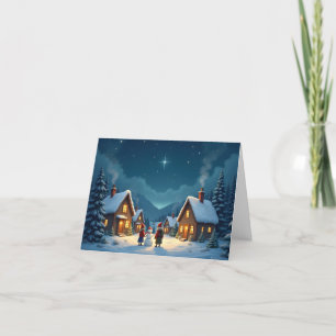 パーソナライズされたクリスマス雪だるま2カード サンキューカード