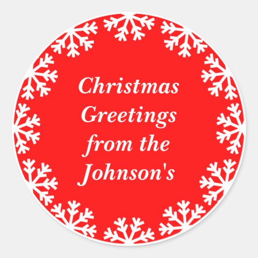 パーソナライズされたクリスマス雪の封筒用シール ラウンドシール (正面)