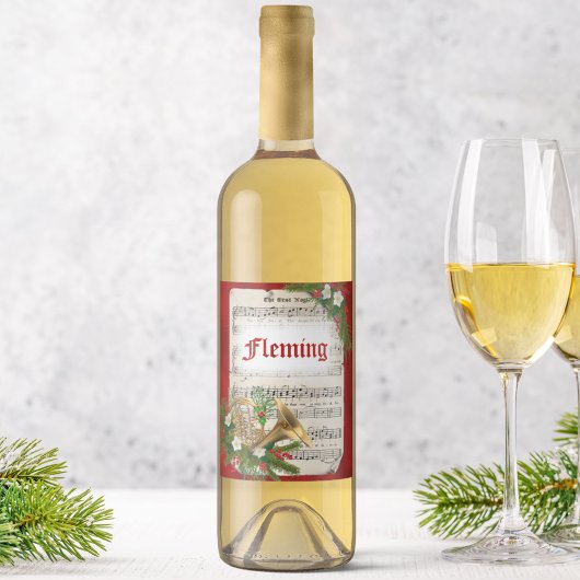 パーソナライズされたクリスマス音楽フランスのの角 ワインラベル