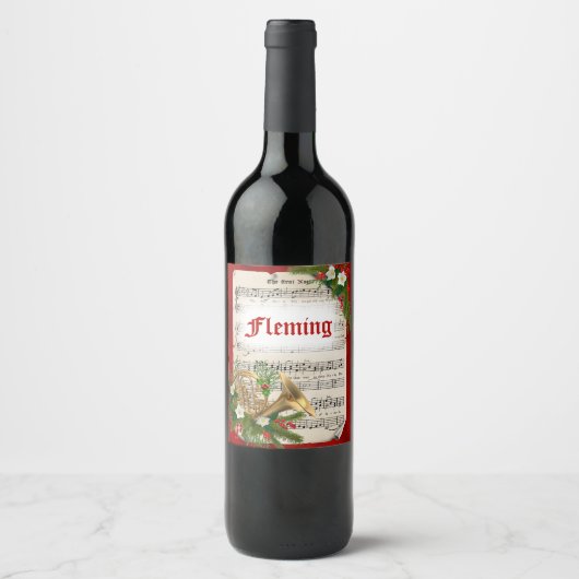 パーソナライズされたクリスマス音楽フランスのの角 ワインラベル (正面)