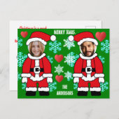 パーソナライズされたクリスマス顔インホールサンタ ポストカード (正面/裏面)