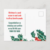 パーソナライズされたクリスマス顔インホールサンタ ポストカード (裏面)