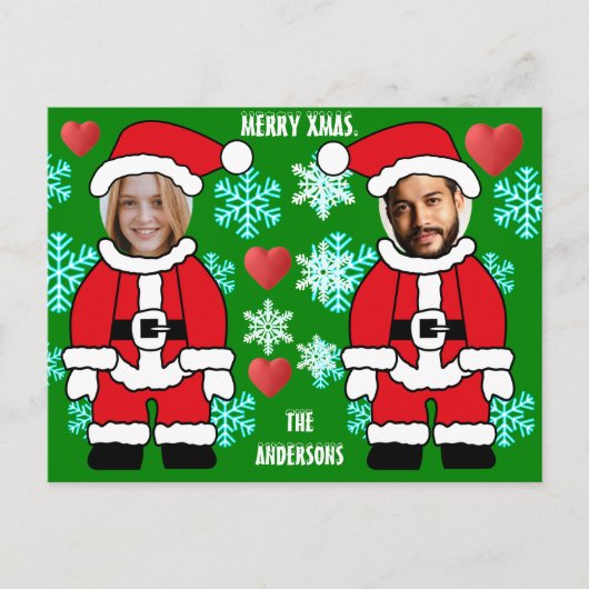 パーソナライズされたクリスマス顔インホールサンタ ポストカード (正面)