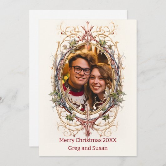 パーソナライズされたクリスマス飾り シーズンカード (正面/裏面)