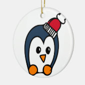 パーソナライズされたクリスマス飾り – ペンギン セラミックオーナメント (左)