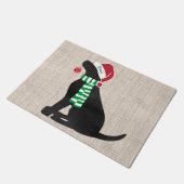 パーソナライズされたクリスマス黒研ホリデードッグ ドアマット (アングル)