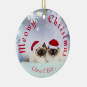 パーソナライズされたクリスマス2猫オーナメント セラミックオーナメント (右)