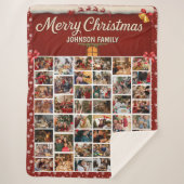 パーソナライズされたクリスマス44フォトコラージュ シェルパブランケット (正面)