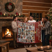 パーソナライズされたクリスマス44フォトコラージュ フリースブランケット