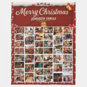 パーソナライズされたクリスマス44フォトコラージュ フリースブランケット (正面)