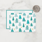 パーソナライズされたクリスマス ウィンター フォレスト ツリー ノートカード (正面/裏面インサイチュ)