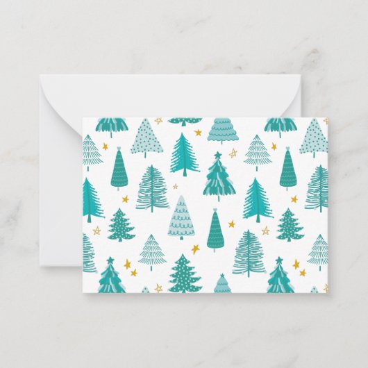 パーソナライズされたクリスマス ウィンター フォレスト ツリー ノートカード (正面)