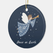 パーソナライズされたクリスマス・エンジェル・ピース・オン・アース・ファミリー セラミックオーナメント (左)