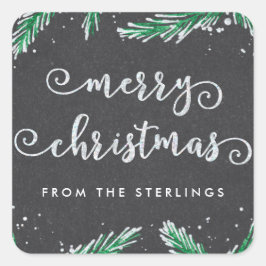 パーソナライズされたクリスマス |グリッタールック スクエアシール