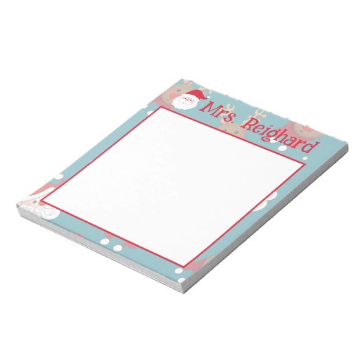 パーソナライズされたクリスマス・サンタとトナカイ ノートパッド (回転)