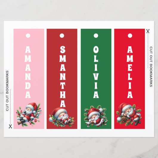 パーソナライズされたクリスマス・サンタクロース・キッズブックマーク (裏面)