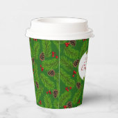 パーソナライズされたクリスマス・ピネコーン&ベリー 紙コップ (右)