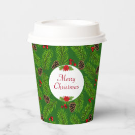 パーソナライズされたクリスマス・ピネコーン&ベリー 紙コップ