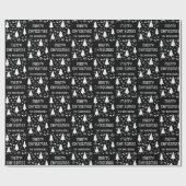 パーソナライズされたクリスマス・ファミリー名白黒 ラッピングペーパー (フラット)